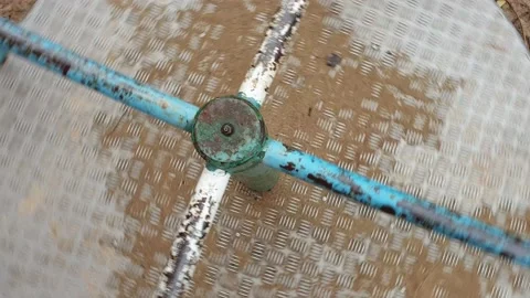 Close-up of an empty spinning carousel in a playground Stock Footage 144244785