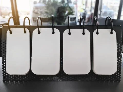 Close-up Empty White Paper Flipping Cards on the Desk Stock Photos