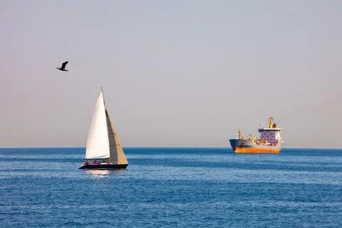 Close encounters sailboat Stock Photos