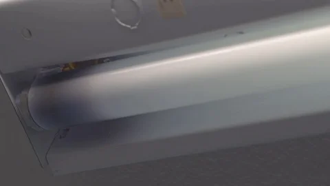 Close up on an end of a Fluorescent Light tube blackened, near burnout Stock Footage 79391929