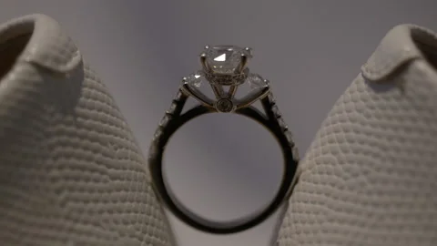 Close up engangment ring in between heals Stock Footage 170373634
