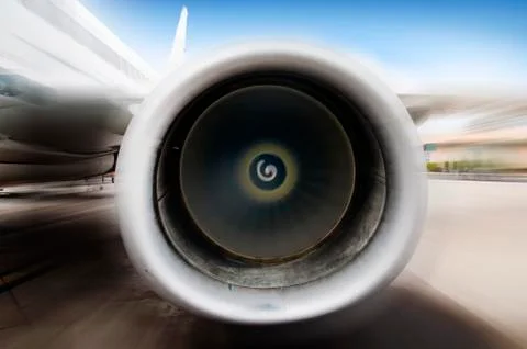 Close up of an engine of a passenger plane Stock Photos