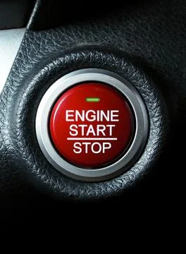 Close up of engine start stop button Stock Photos