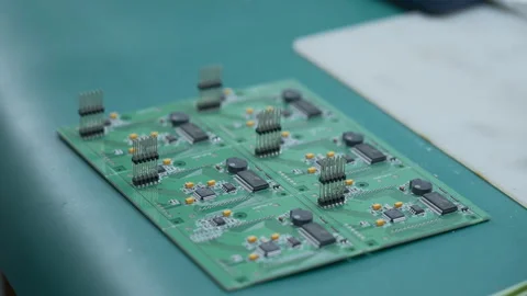 Close up of engineer does computer motherboard soldering. Creative. Painstaking Stock Footage 260860095