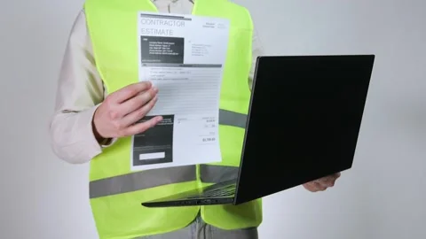 Close-up of an engineer with a laptop 스톡 동영상 310629286