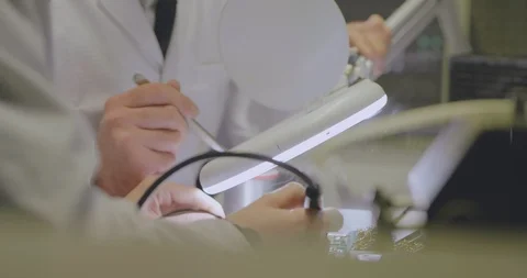 Close up of engineer teaching his student Stock Footage 112063064