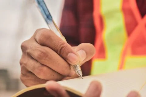 Close up Engineering hand writing on document Stock Photos