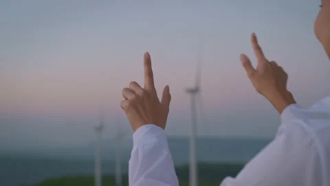 Close up engineering woman hand  is touching virtual reality  Analytics engin Видео 149048549