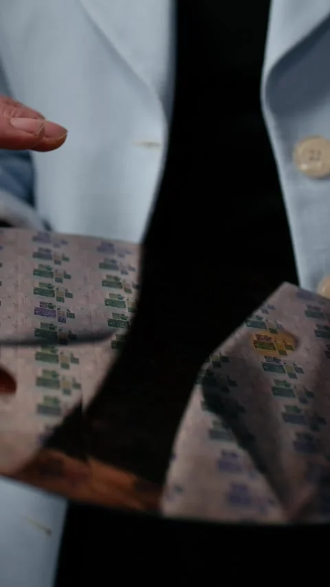 Close up of engineers examining silicon wafer, trialing advanced materials Stock Footage 335883755