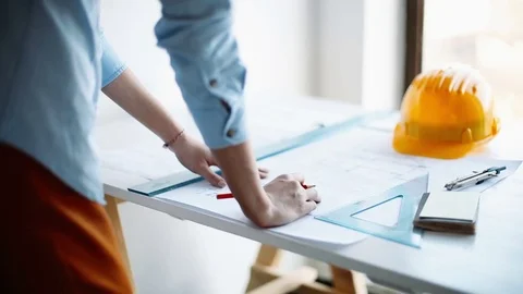 Close up of engineers hands working on table Stock Footage 72595736