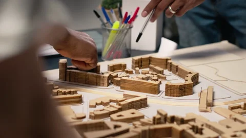 Close up of engineers team creating the property layout for site preparation Stock Footage 316794940
