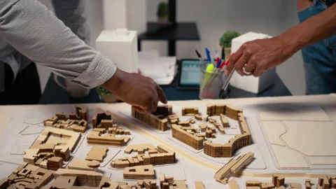 Close up of engineers team creating the property layout for site preparation Stock Footage 316795018