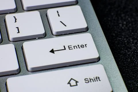 Close-up of enter and shift keys on computer keyboard 写真素材