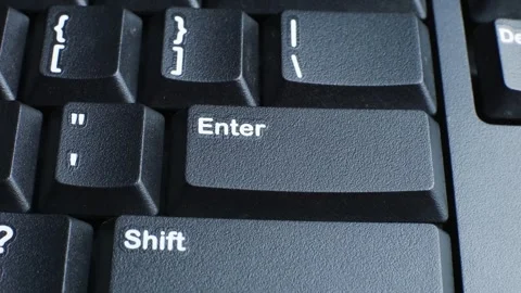 Close Up Enter Key Pressed by Finger Hand Stock Footage 290469516