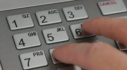 Close up of entering pin at ATM 스톡 동영상 11145591