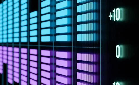  Close-up equalizer, volume, decibel display. Close-up equalizer, volume, ... Stock Photos