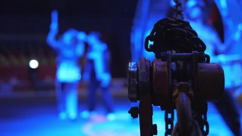 A close-up of the equipment for attaching circus equipment for acrobats. Stock Footage 310655666