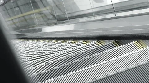 Close up Escalators will be Stop for Save Energy Stock Footage 153579551