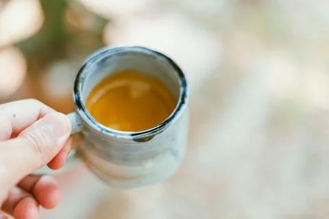 Close up espresso in ceramic cup Stock Photos