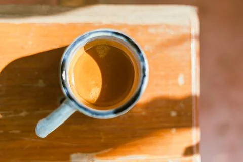 Close up espresso in ceramic cup Stock Photos