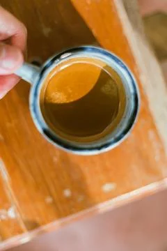 Close up espresso in ceramic cup Stock Photos