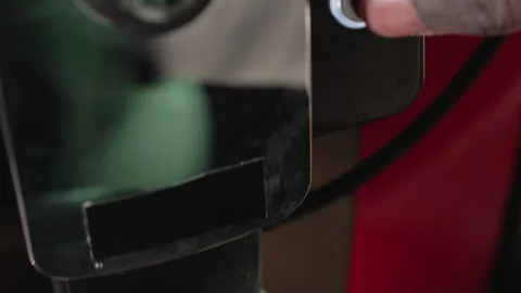 Close-up Espresso Machine Nozzle Positioned Above Paper Cup Ready to Dispense Stock Footage 317195874