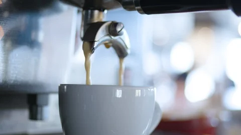 Close up of espresso poured into cup Stock Footage 123922298