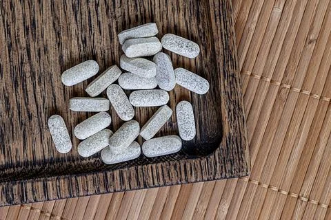 Close-up of ester-c tablets.  biologically active supplements 库存照片