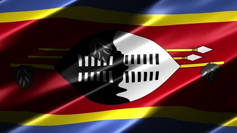 Close up of the Eswatini flag blowing in the wind Stock-Footage 348682931