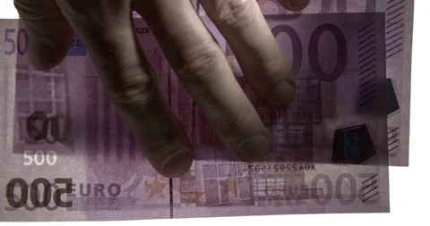 Close-Up of Euro Banknotes Exchanged as Bribe in Dramatic Light 库存影片 341446442