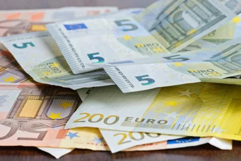 Close-up of Euro banknotes Фото
