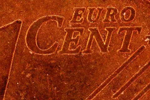 Close up of a euro cent coin macro view Stock Photos
