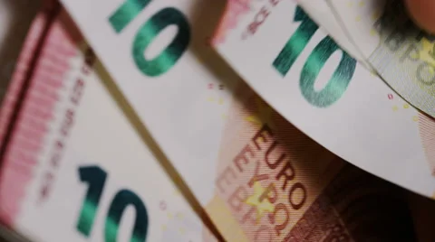 Close up of Euro notes being counted by hand Stock Footage 67101279