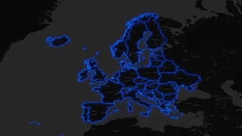 Close up of Europe continent Map Animation, Europe map Stock Footage 309452026