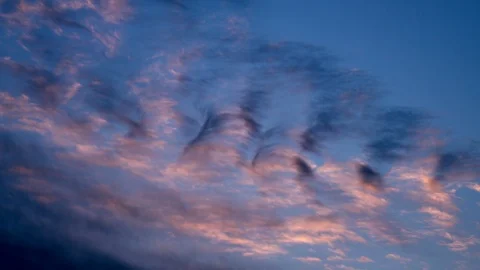 Close evening clouds fast moving away. Видео 108442764