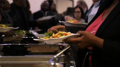 Close-up on an event food line Stock-Footage 118977347
