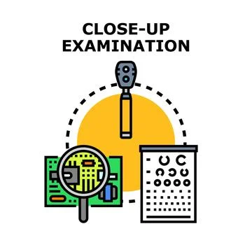 Close up examination visual concept comparing medical and technical inspectio Stock Illustration
