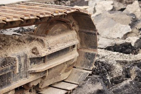 Close-up of excavator track Stock Photos