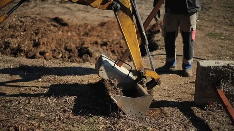 Close-Up Of Excavator Working Stock Footage 103068974
