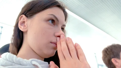 Close-up of excited woman's face, side view. Stock Footage 116590139