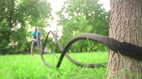 Close up of exercising rope being used Stock Footage 59111547
