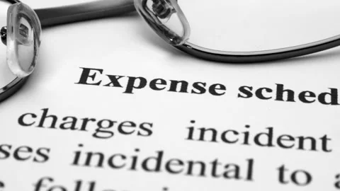 Close up of expense schedule dolly shot Stock Footage 302761907