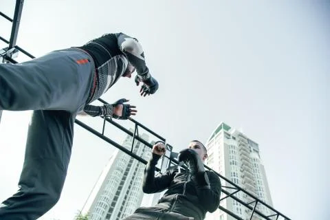 Close up of experienced boxers having training together Foto stock