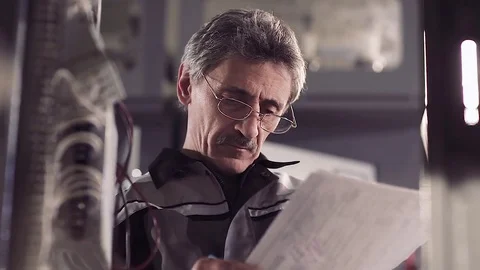 Close-up of experienced worker correcting a draft. Stock-Footage 77105772