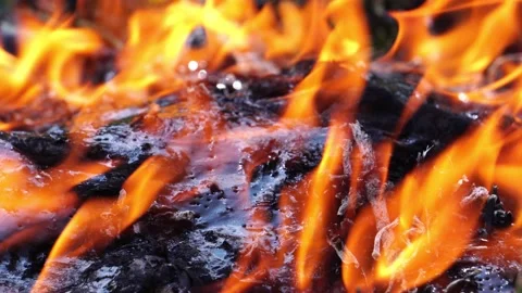 Close up: The explosion fire of oil is huge Stock Footage 220173386