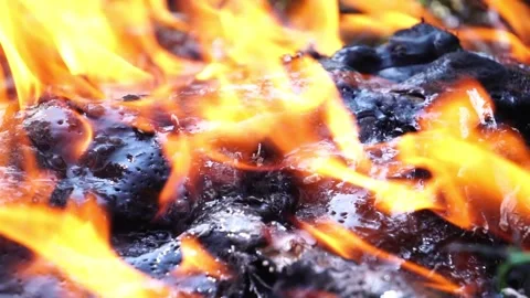 Close up: The explosion fire of oil is huge Stock Footage 220173453