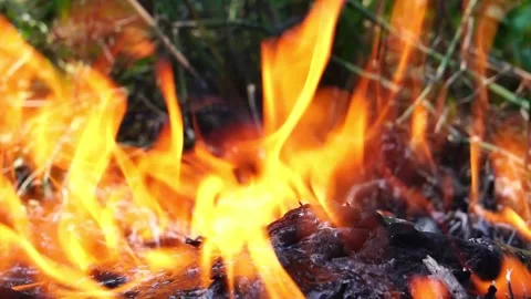 Close up: The explosion fire of oil is huge Stock Footage 220173515