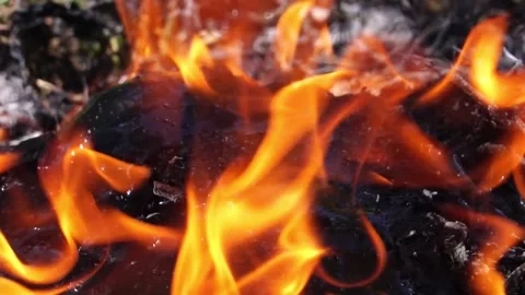Close up: The explosion fire of oil is huge Видео 220173597