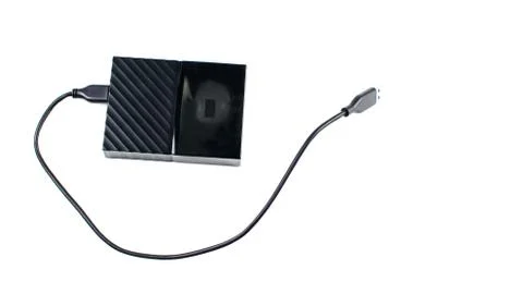 Close up of external hard disk drive for connect to laptop. HDD Stock Photos