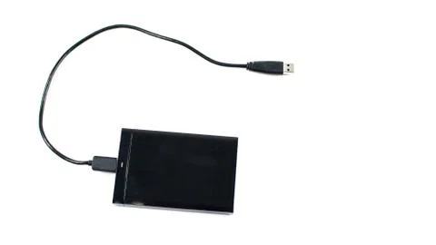 Close up of external hard disk drive for connect to laptop. HDD Stock Photos